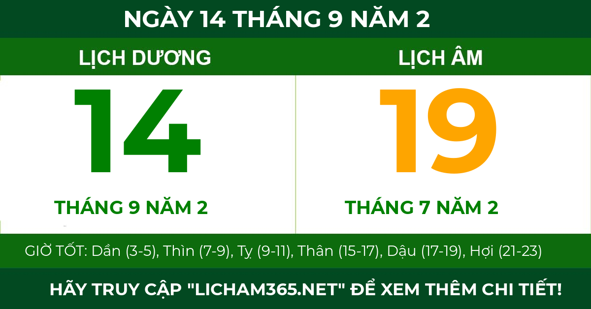 lịch âm ngày 14 tháng 9 năm 2