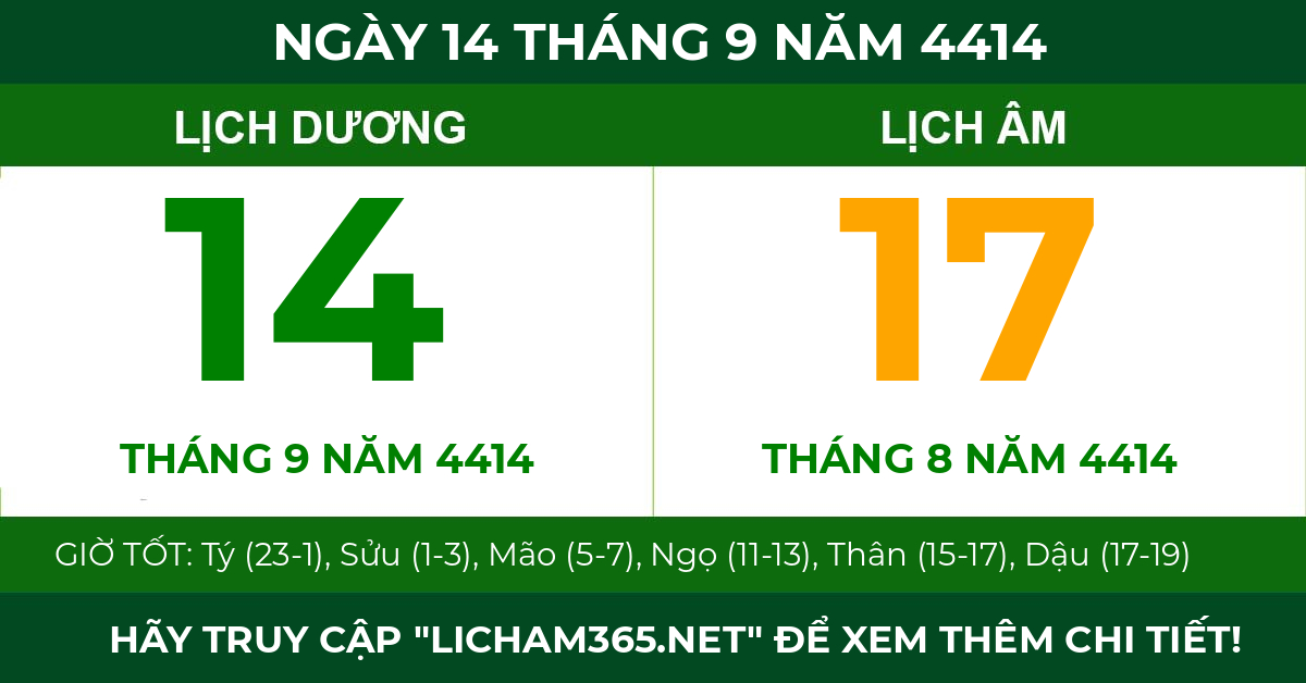 lịch âm ngày 14 tháng 9 năm 4414