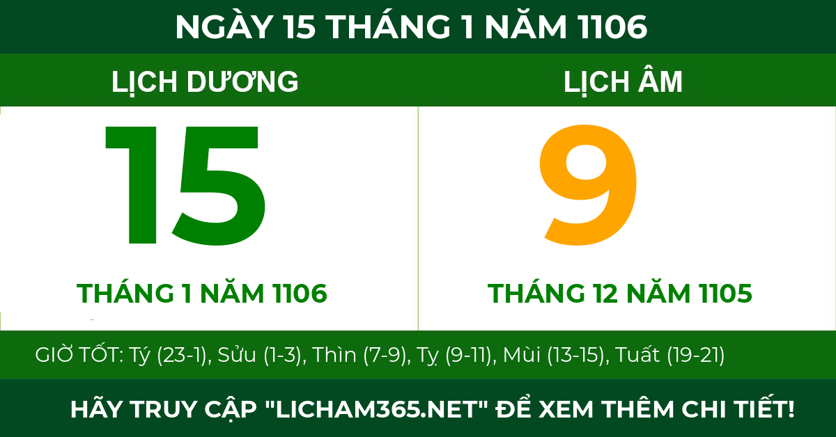lịch âm ngày 15 tháng 1 năm 1106