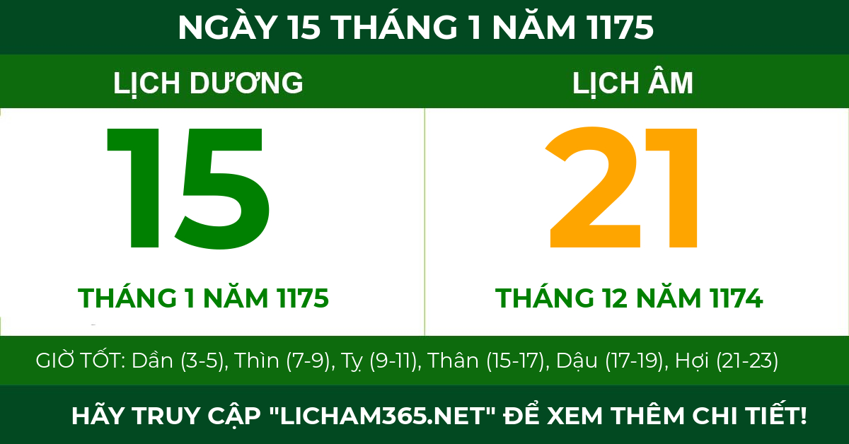 lịch âm ngày 15 tháng 1 năm 1175