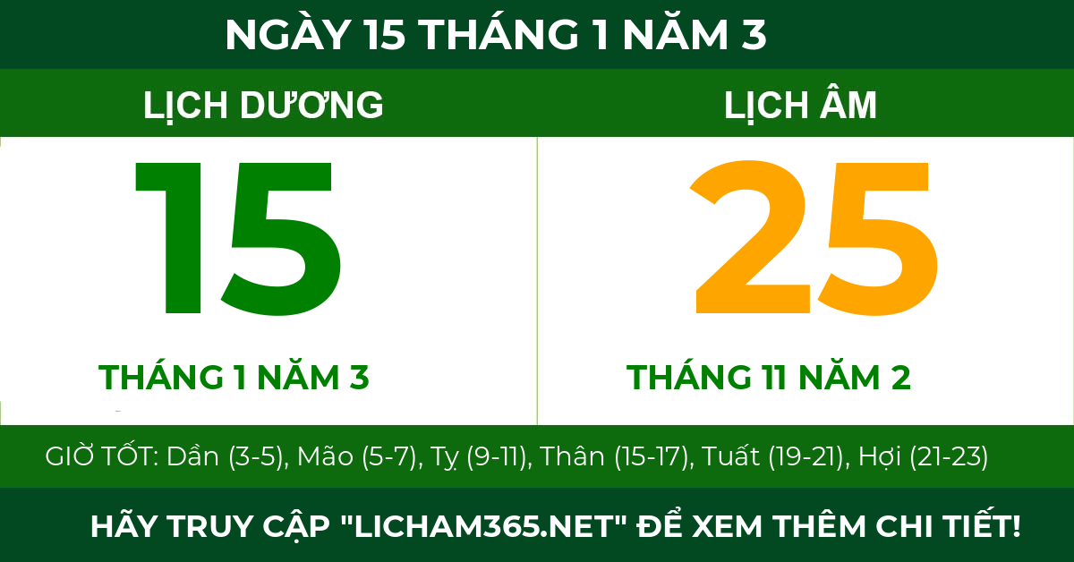 lịch âm ngày 15 tháng 1 năm 3