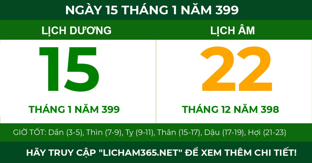 lịch âm ngày 15 tháng 1 năm 399