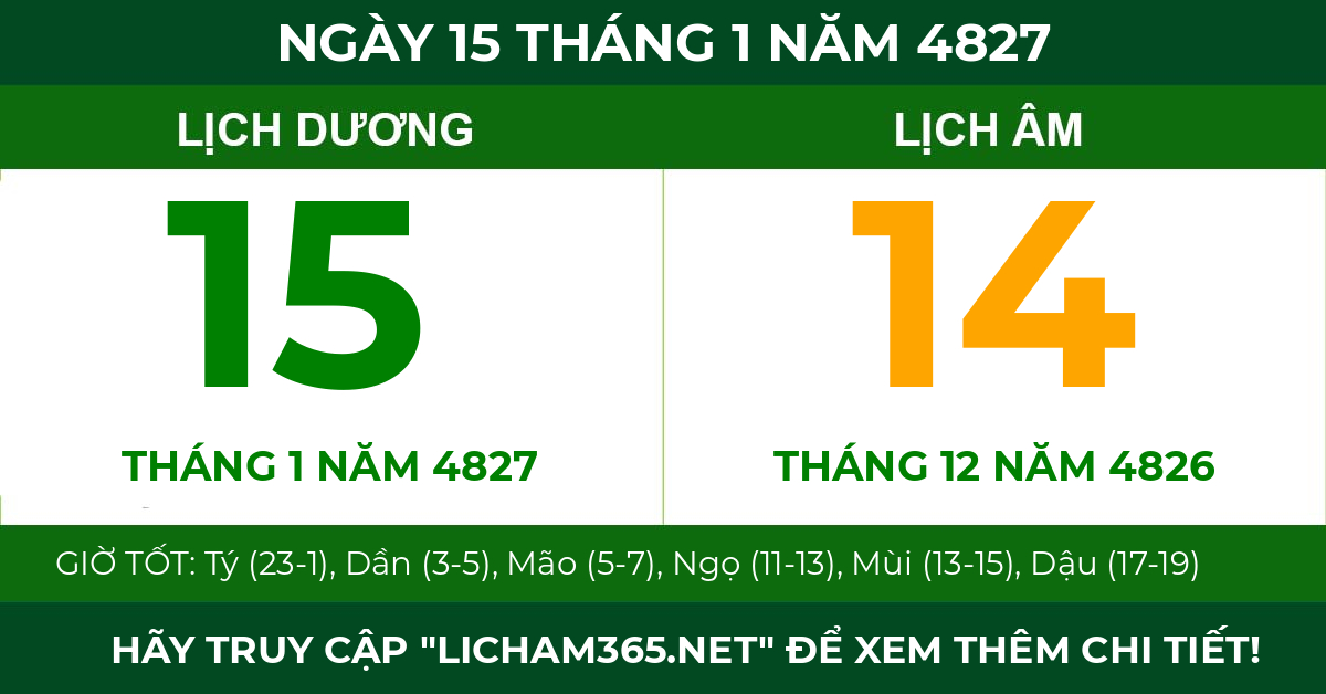 lịch âm ngày 15 tháng 1 năm 4827