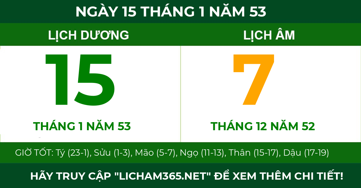lịch âm ngày 15 tháng 1 năm 53