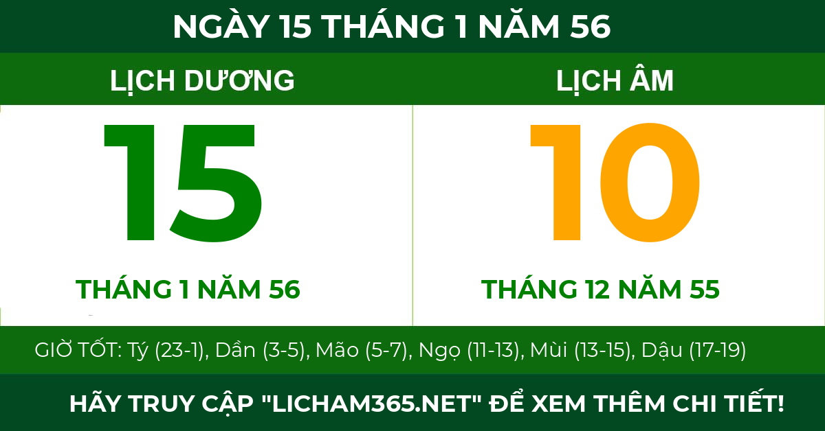 lịch âm ngày 15 tháng 1 năm 56