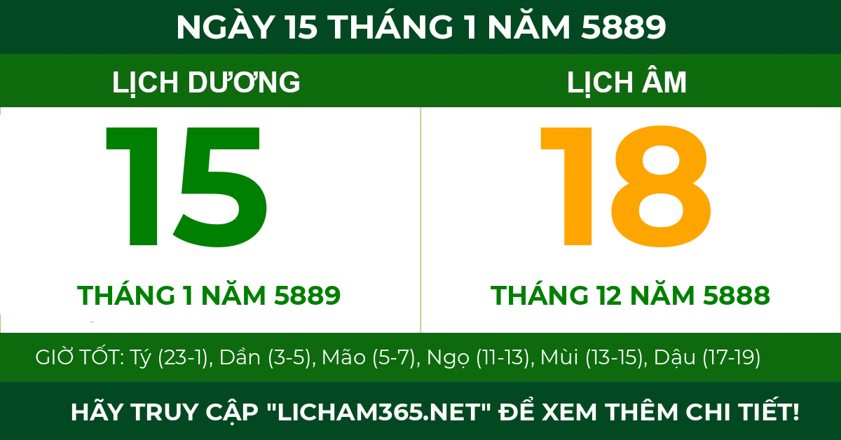 lịch âm ngày 15 tháng 1 năm 5889