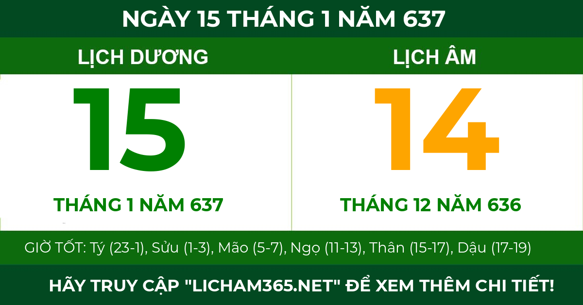 lịch âm ngày 15 tháng 1 năm 637