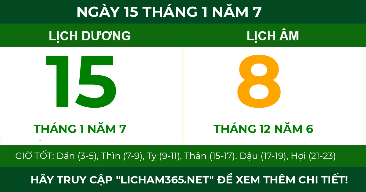 lịch âm ngày 15 tháng 1 năm 7