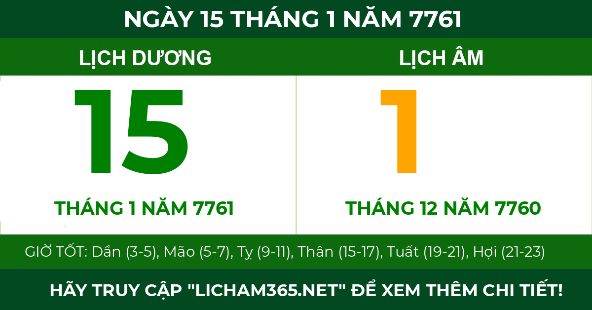 lịch âm ngày 15 tháng 1 năm 7761