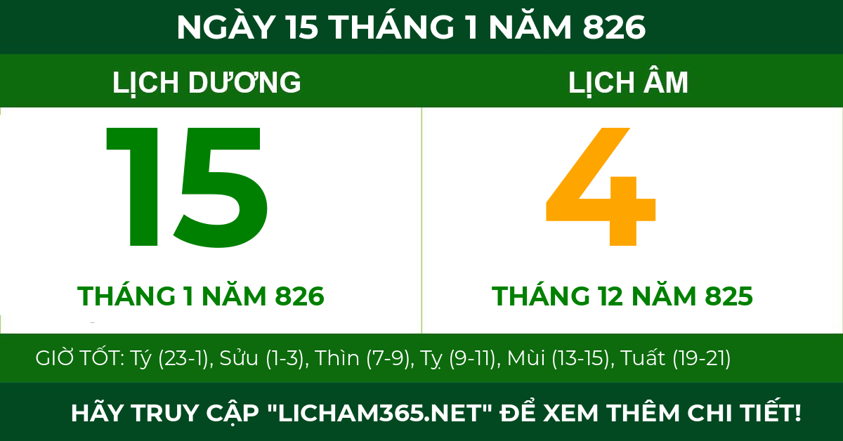lịch âm ngày 15 tháng 1 năm 826