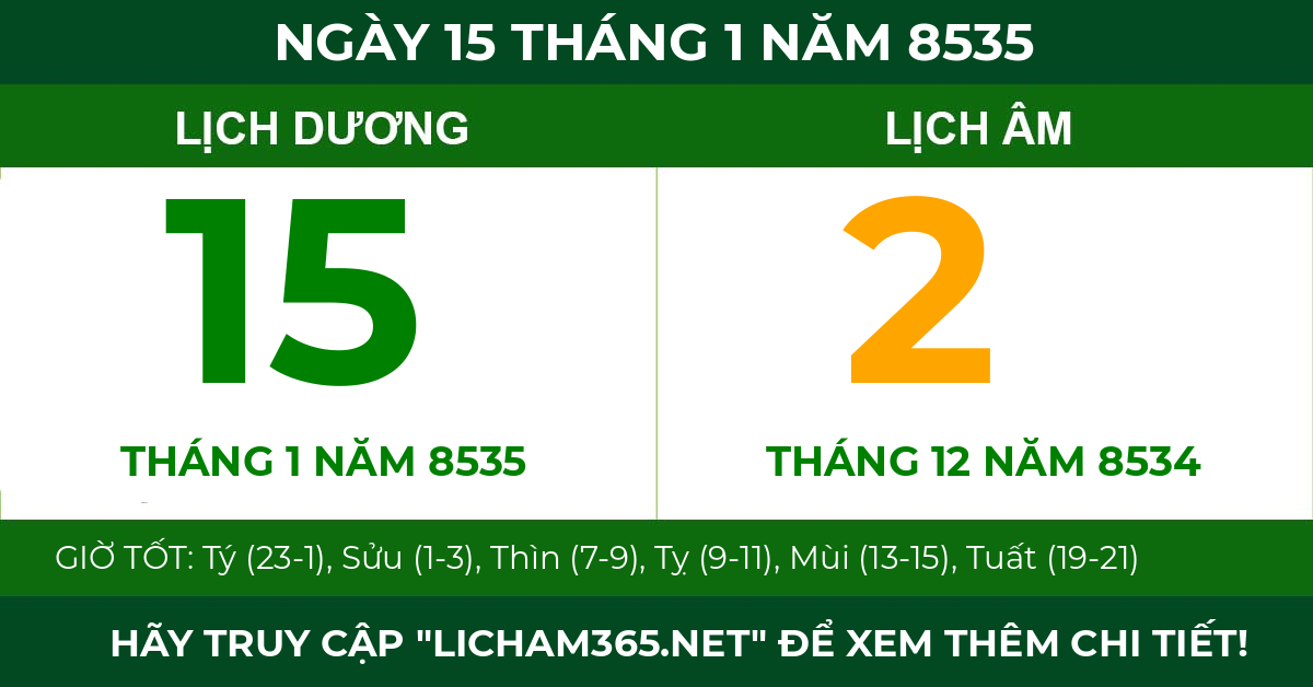 lịch âm ngày 15 tháng 1 năm 8535