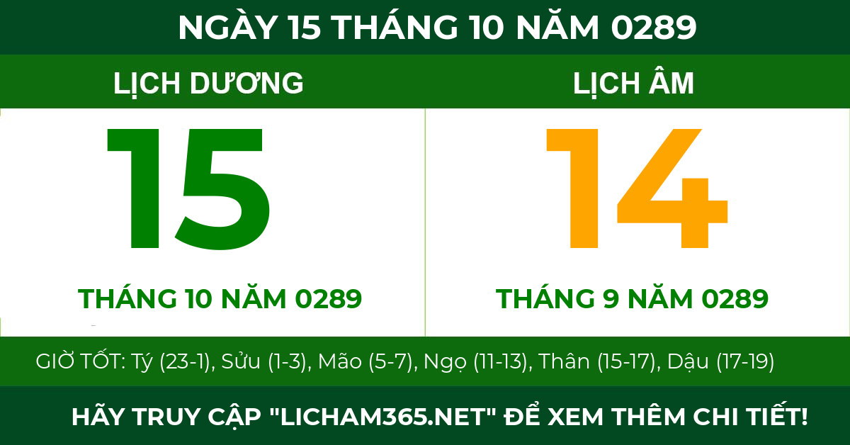 lịch âm ngày 15 tháng 10 năm 0289