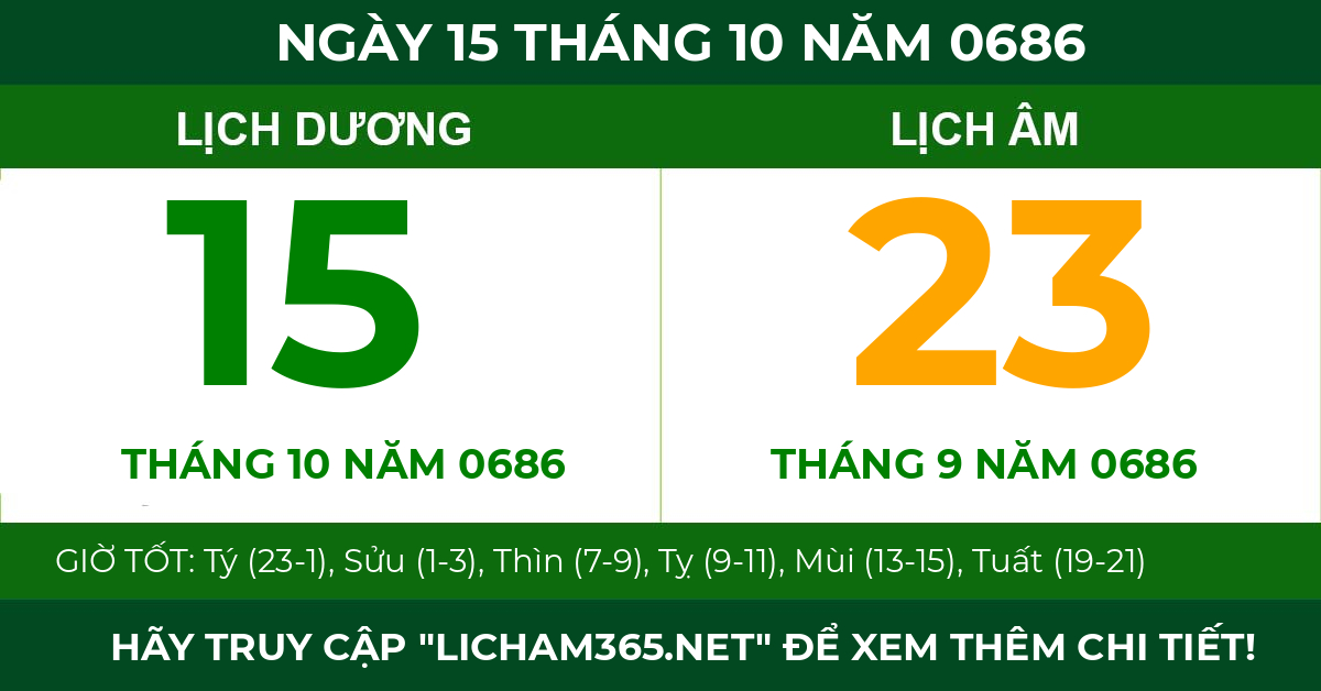 lịch âm ngày 15 tháng 10 năm 0686