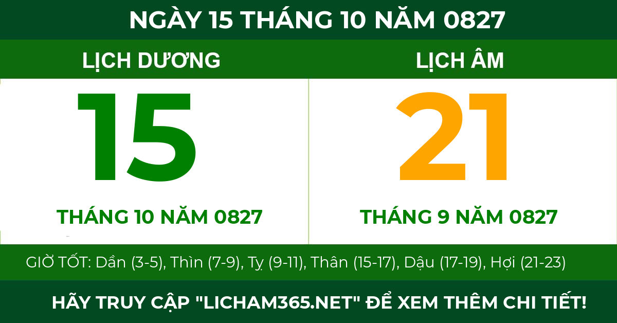 lịch âm ngày 15 tháng 10 năm 0827