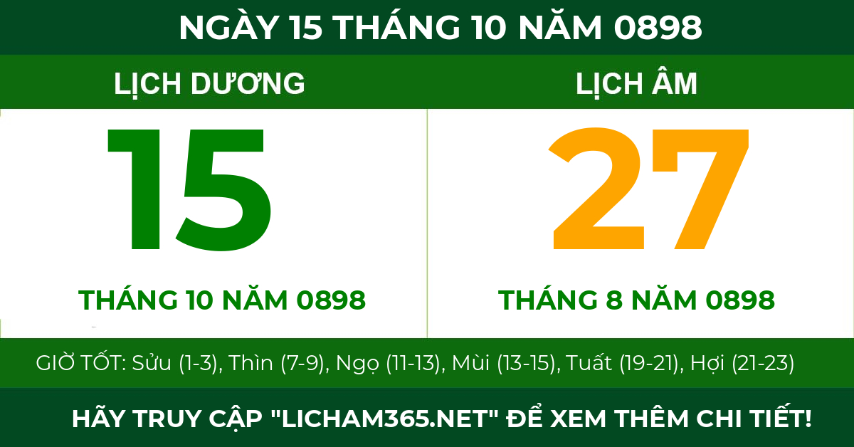 lịch âm ngày 15 tháng 10 năm 0898