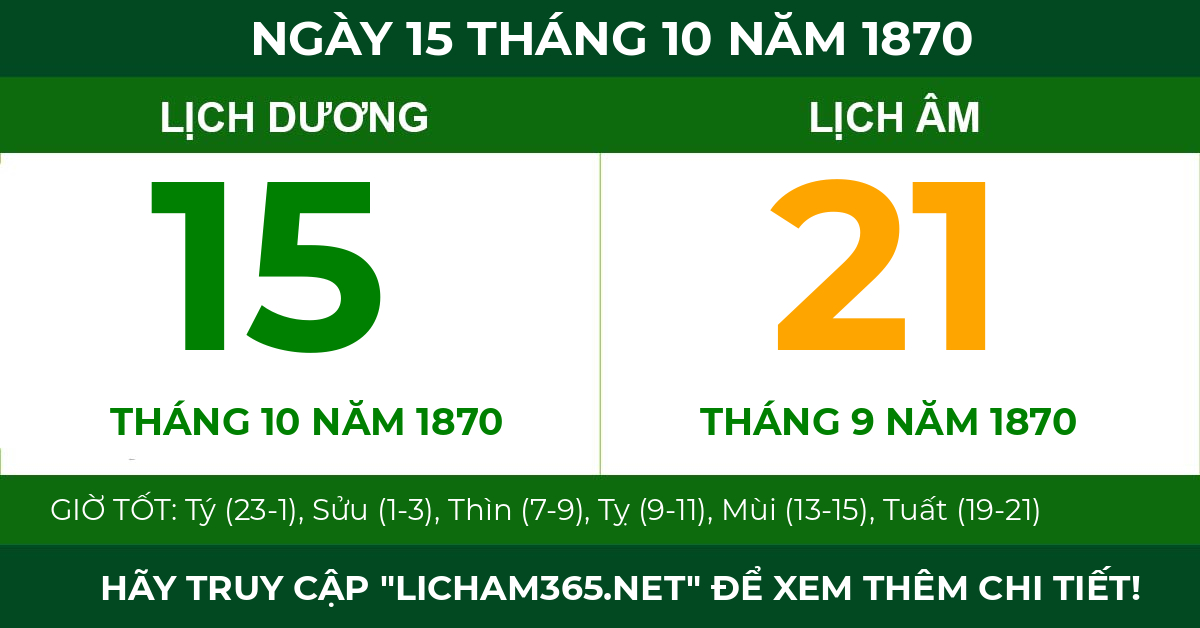 lịch âm ngày 15 tháng 10 năm 1870