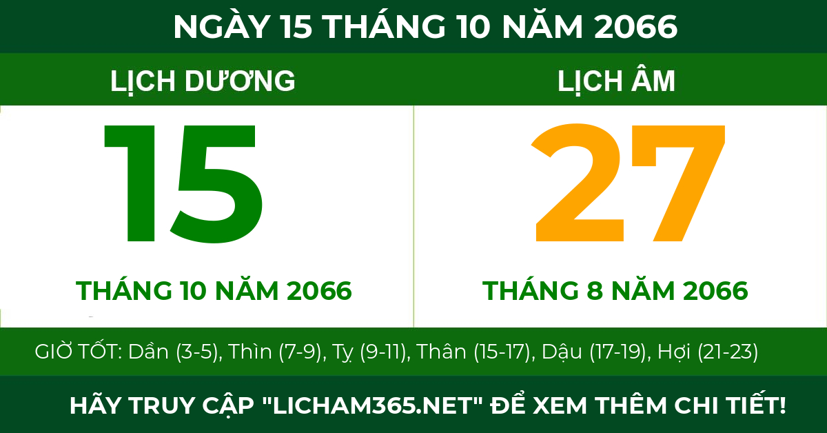 lịch âm ngày 15 tháng 10 năm 2066