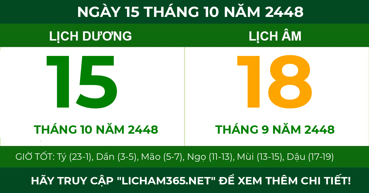 lịch âm ngày 15 tháng 10 năm 2448