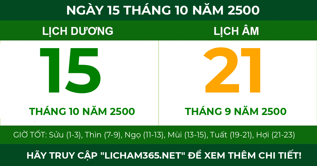 lịch âm ngày 15 tháng 10 năm 2500