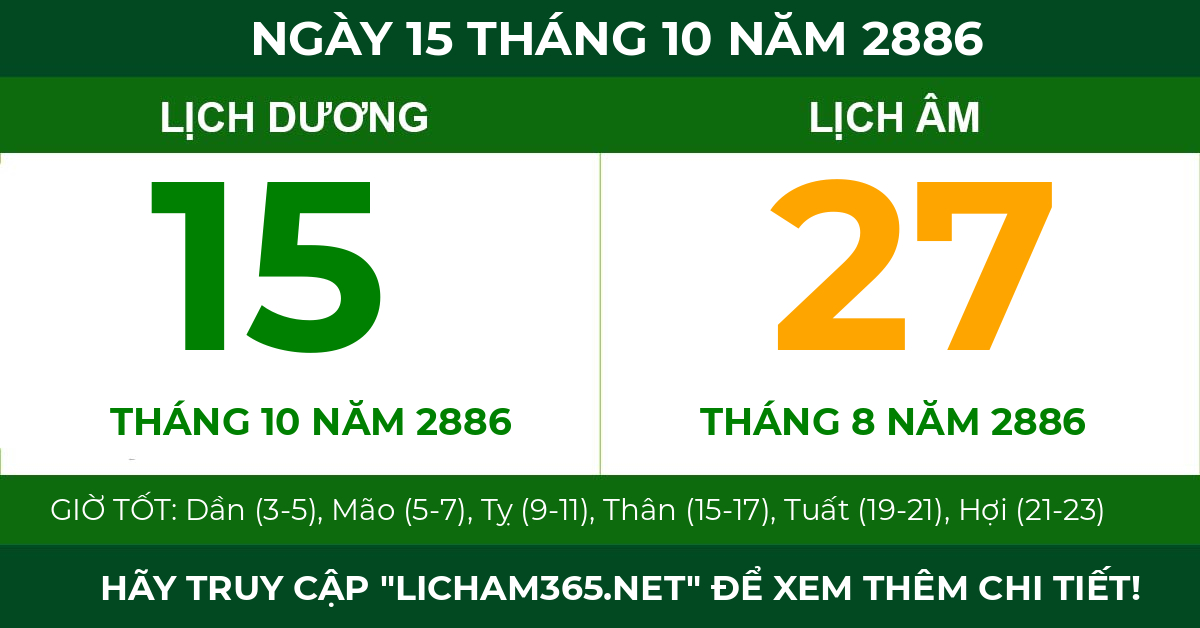 lịch âm ngày 15 tháng 10 năm 2886