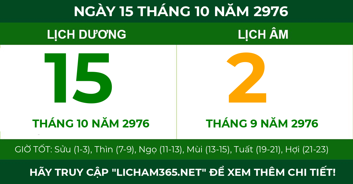 lịch âm ngày 15 tháng 10 năm 2976