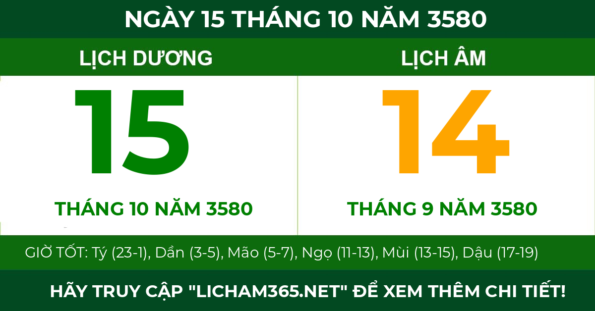 lịch âm ngày 15 tháng 10 năm 3580