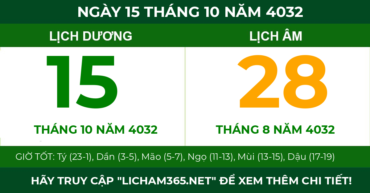 lịch âm ngày 15 tháng 10 năm 4032