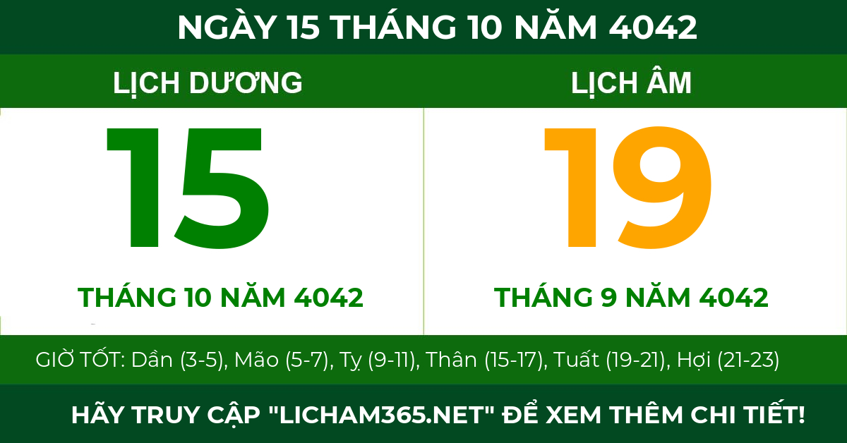 lịch âm ngày 15 tháng 10 năm 4042