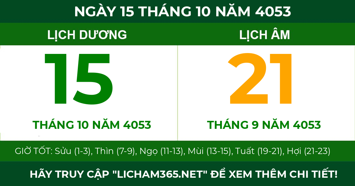lịch âm ngày 15 tháng 10 năm 4053