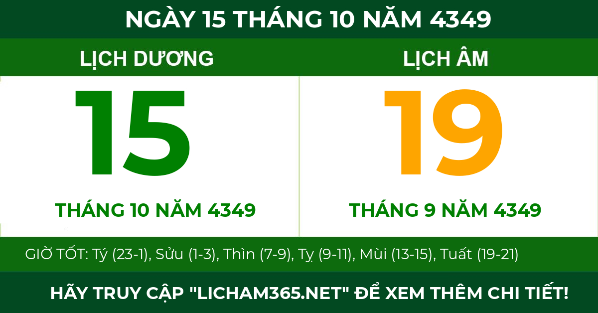 lịch âm ngày 15 tháng 10 năm 4349