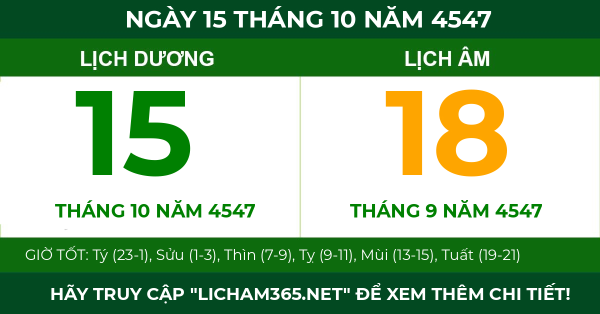 lịch âm ngày 15 tháng 10 năm 4547