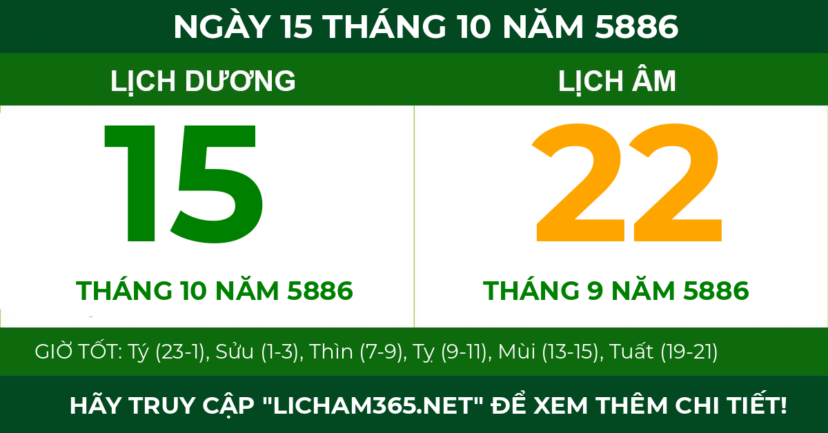 lịch âm ngày 15 tháng 10 năm 5886