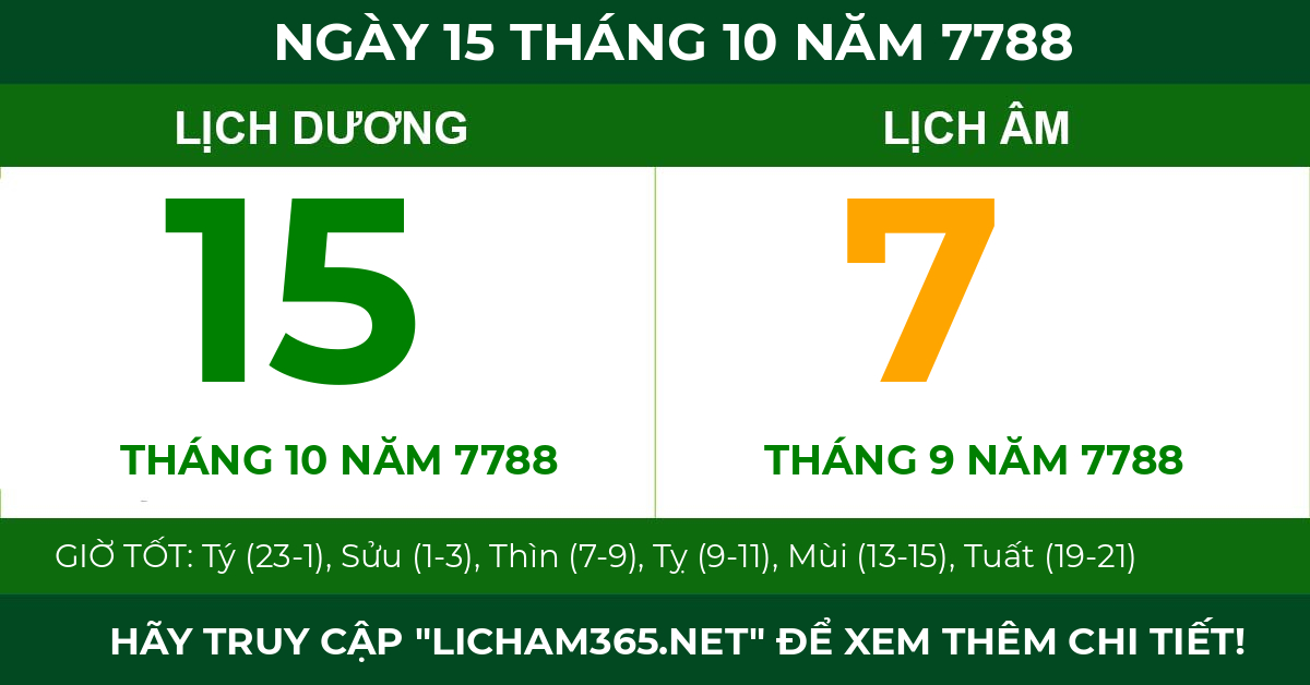 lịch âm ngày 15 tháng 10 năm 7788