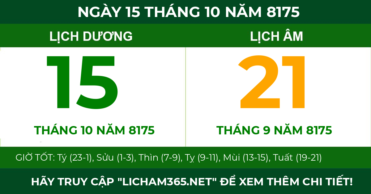 lịch âm ngày 15 tháng 10 năm 8175