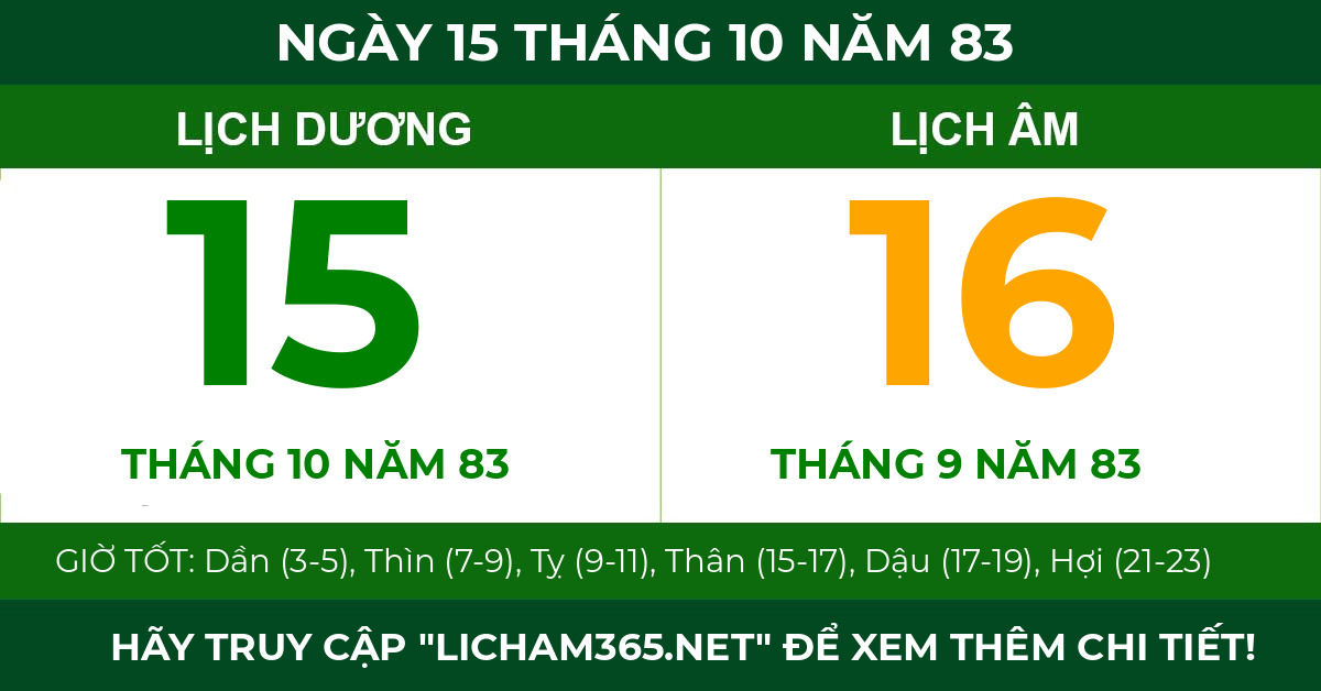 lịch âm ngày 15 tháng 10 năm 83