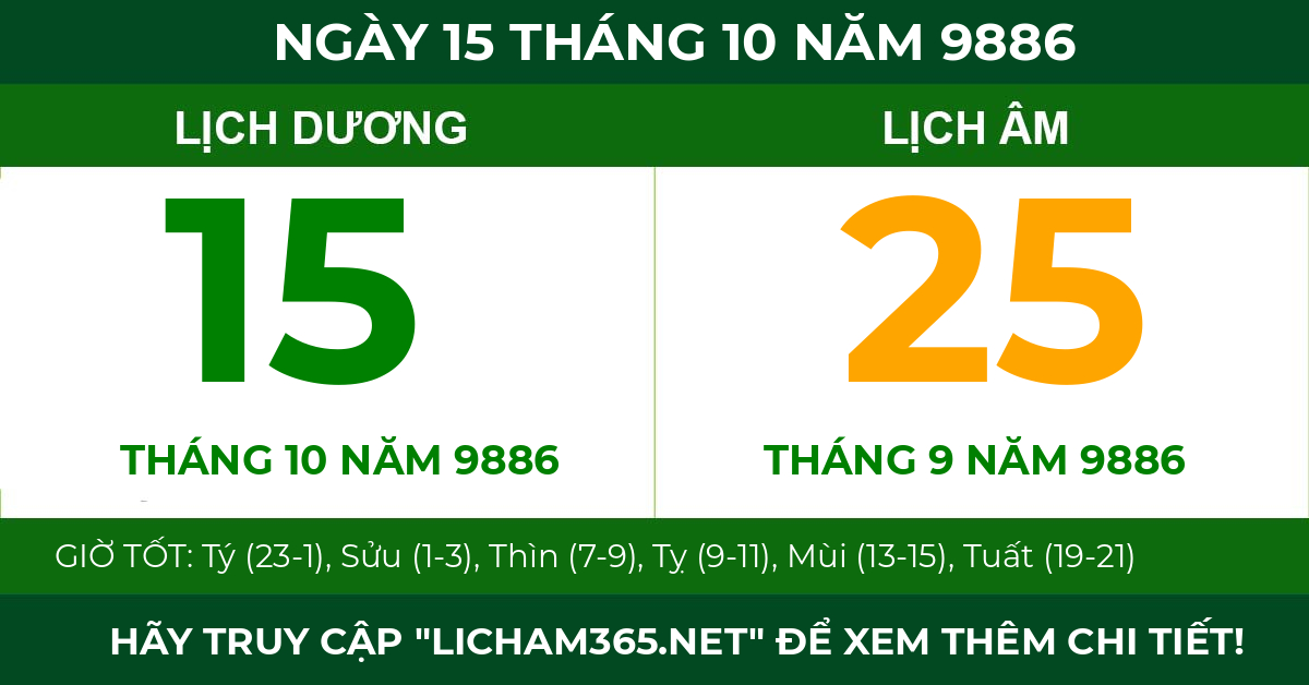 lịch âm ngày 15 tháng 10 năm 9886