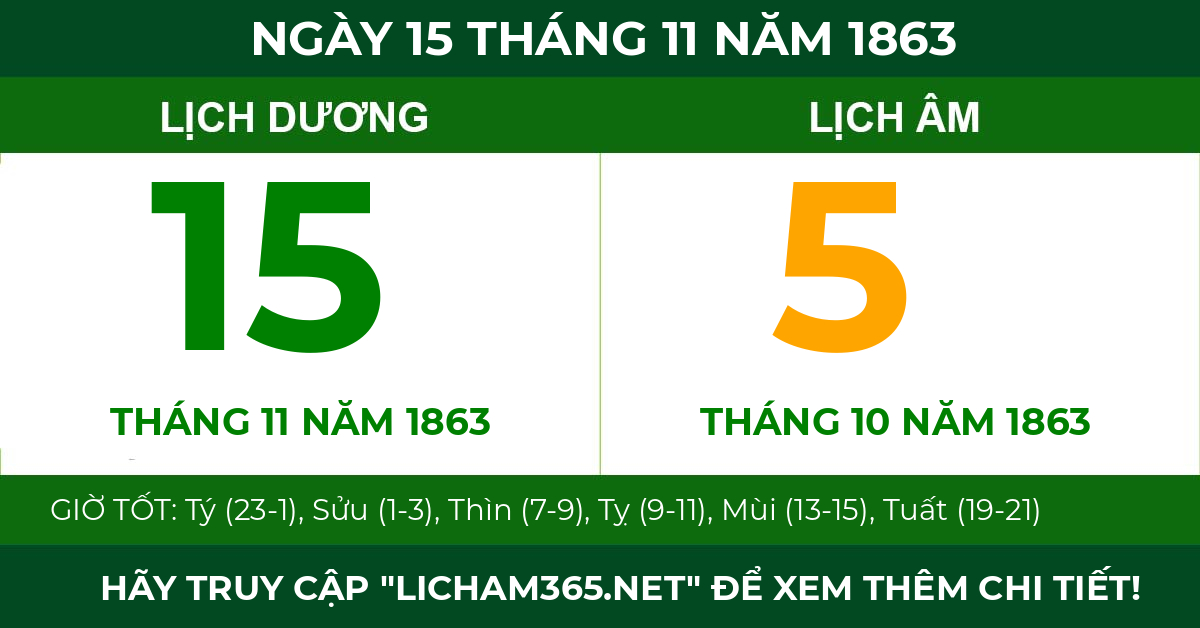 lịch âm ngày 15 tháng 11 năm 1863