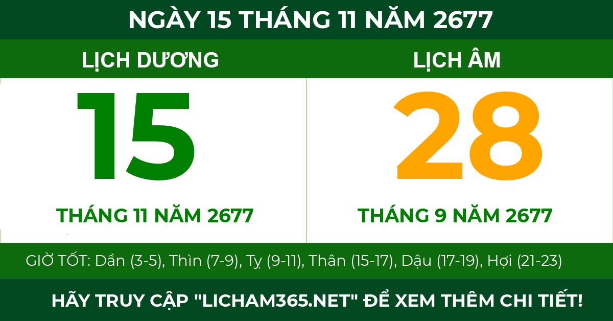lịch âm ngày 15 tháng 11 năm 2677