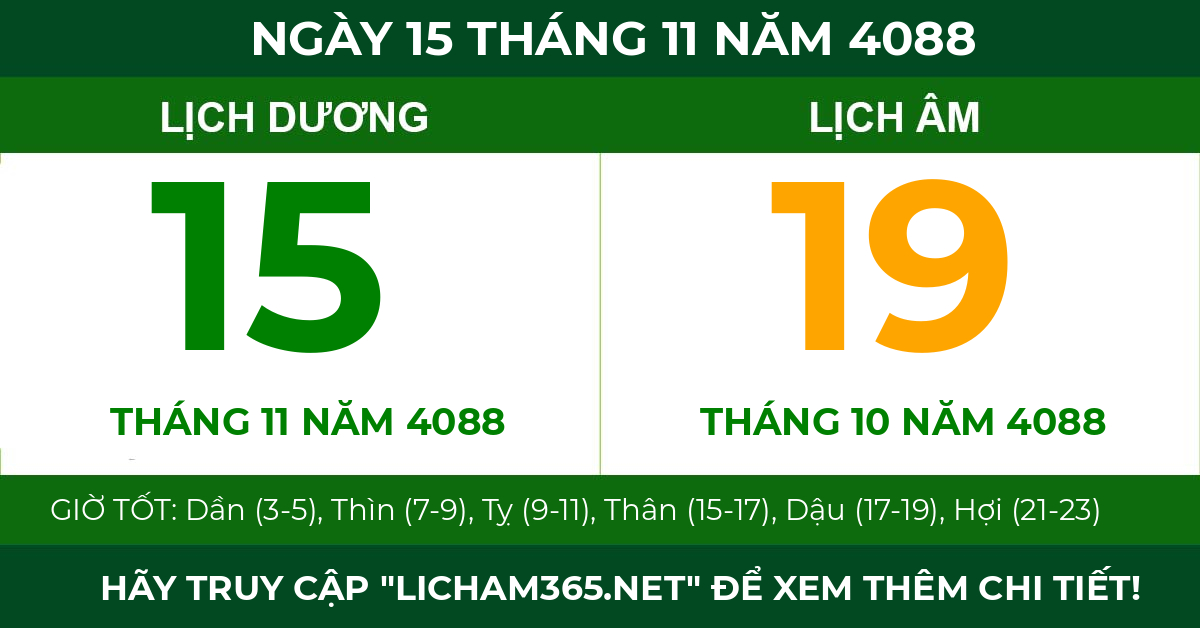 lịch âm ngày 15 tháng 11 năm 4088
