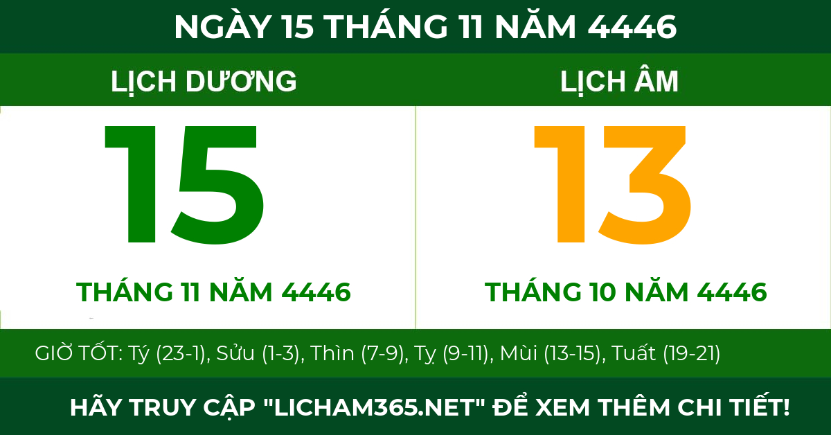 lịch âm ngày 15 tháng 11 năm 4446