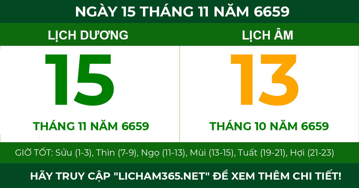 lịch âm ngày 15 tháng 11 năm 6659