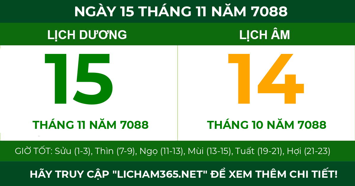 lịch âm ngày 15 tháng 11 năm 7088