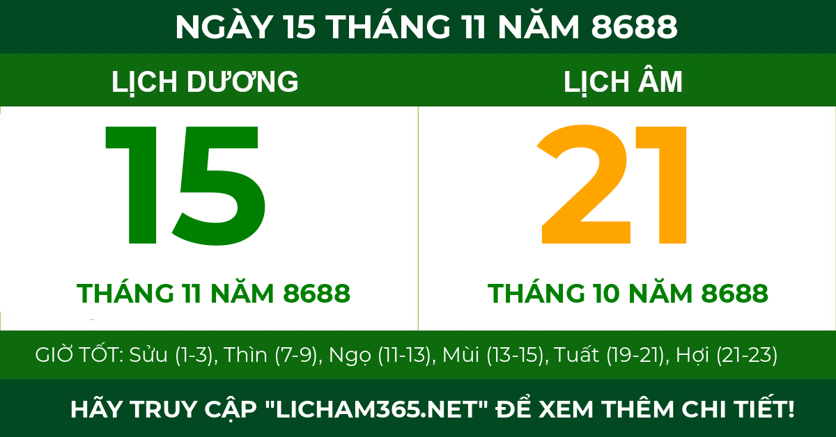 lịch âm ngày 15 tháng 11 năm 8688