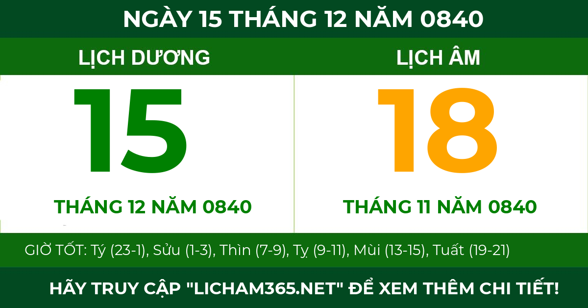 lịch âm ngày 15 tháng 12 năm 0840