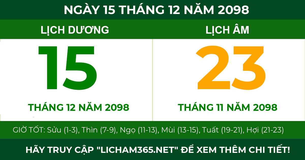 lịch âm ngày 15 tháng 12 năm 2098