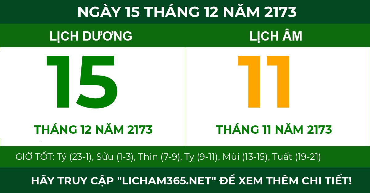 lịch âm ngày 15 tháng 12 năm 2173