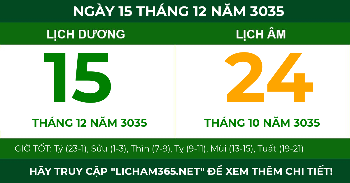 lịch âm ngày 15 tháng 12 năm 3035