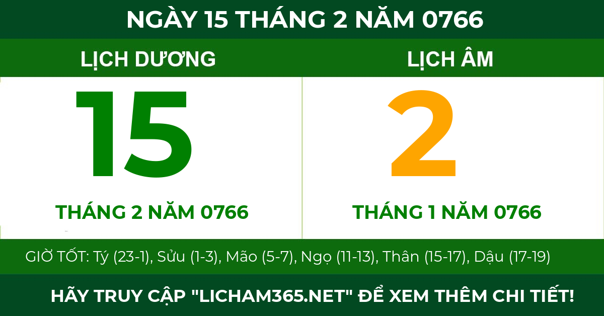 lịch âm ngày 15 tháng 2 năm 0766