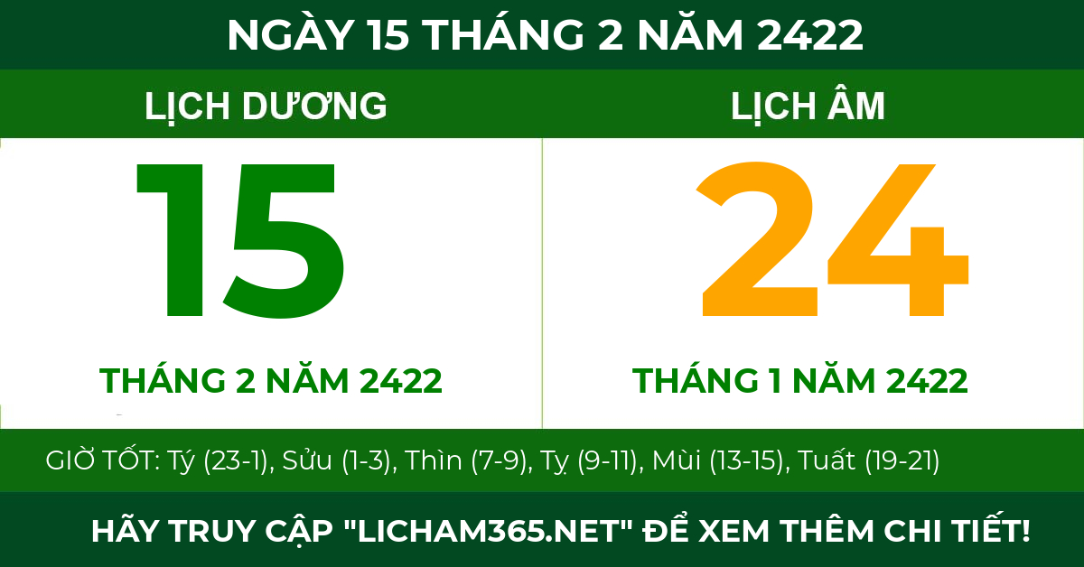 lịch âm ngày 15 tháng 2 năm 2422