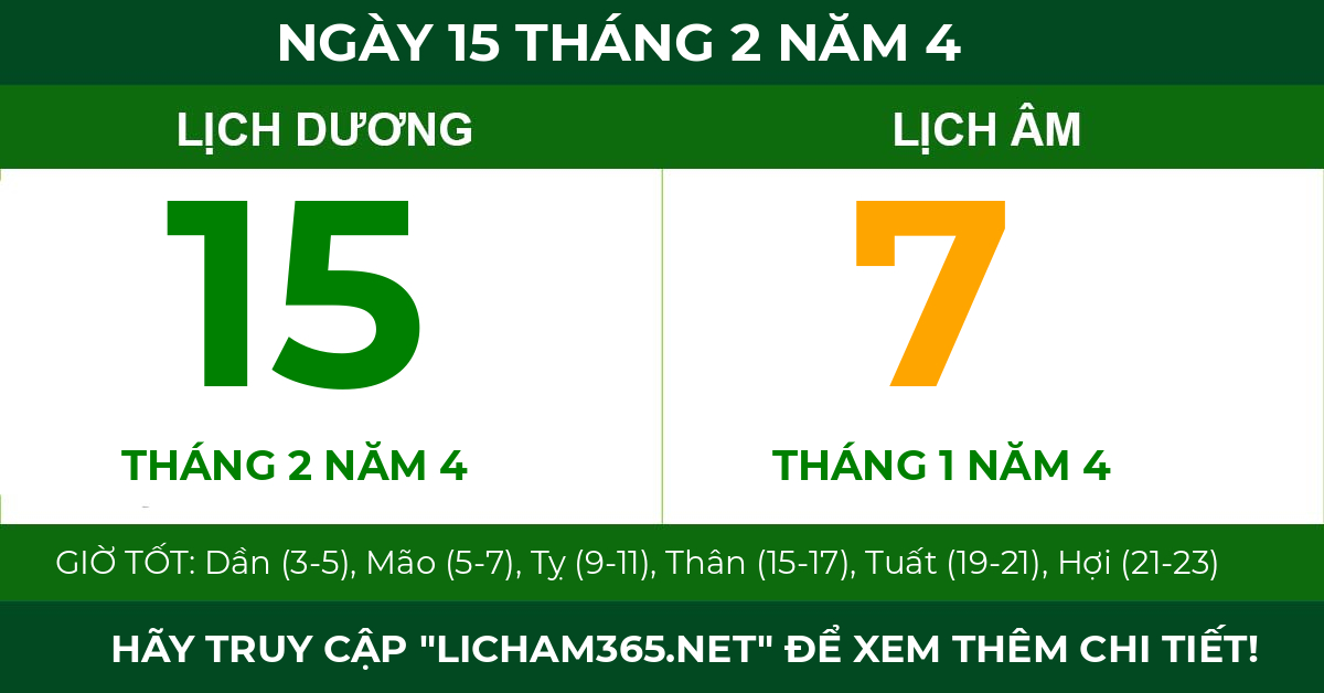 lịch âm ngày 15 tháng 2 năm 4